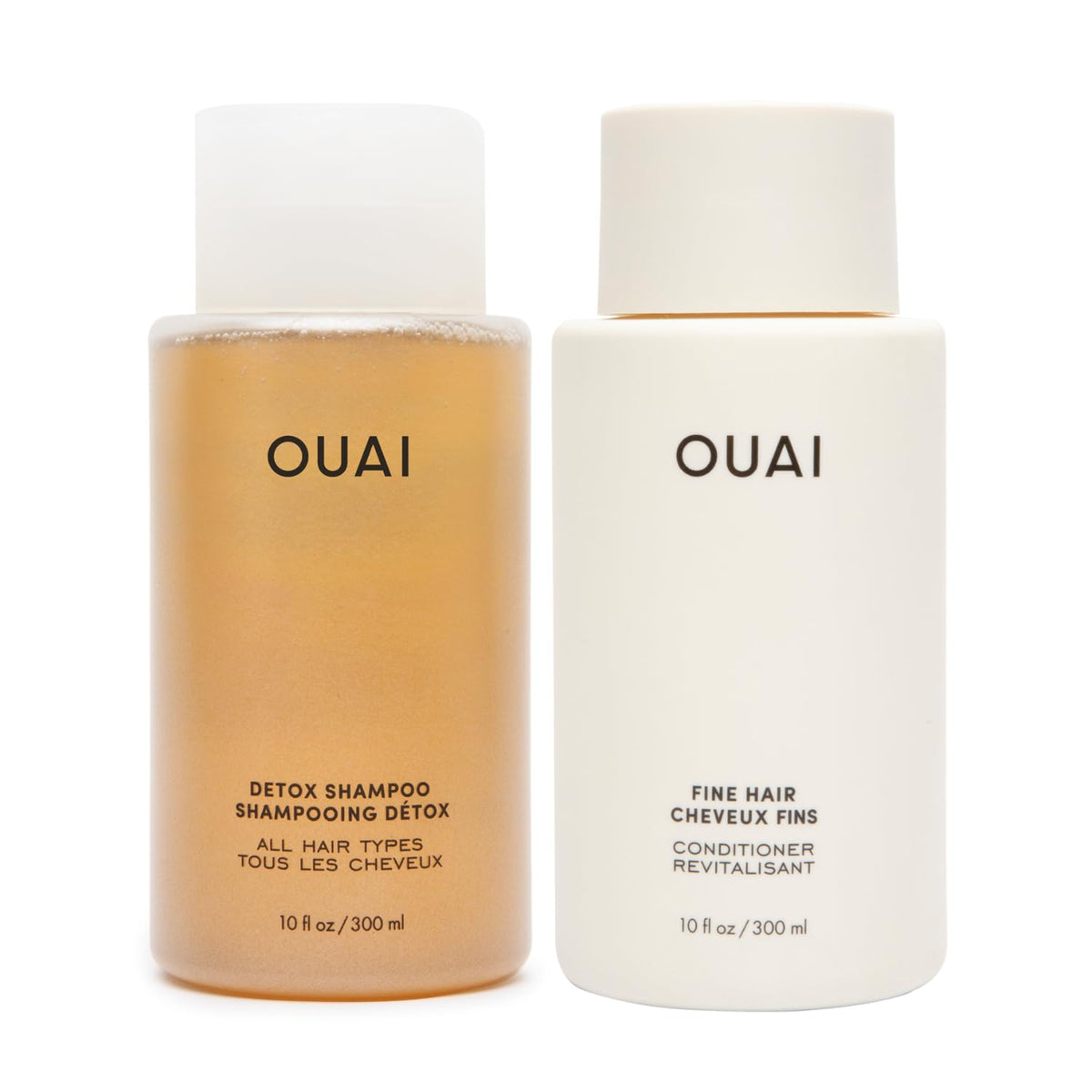 OUAI Detox Shampoo & Fine Hair Conditioner Bundle - Clarifying Shampoo for Build Up, Dirt, Oil, Product and Hard Water & Volumizing Conditioner for Fine Hair (2 Count) - Maple Wellness Supplements