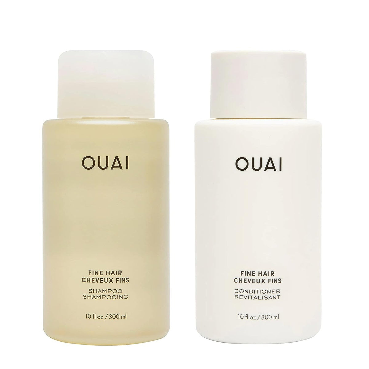 OUAI Fine Shampoo and Conditioner Set - Sulfate Free Shampoo and Conditioner for Women & Men - Made with Keratin, Marshmallow Root, Shea Butter & Avocado Oil - Free of Parabens & Phthalates (10 Fl Oz) - Maple Wellness Supplements