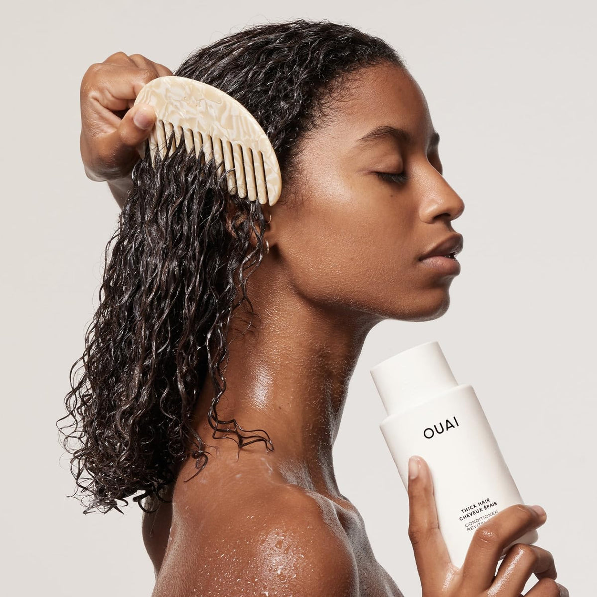 OUAI Thick Hair Conditioner Travel Size - Moisturizing Conditioner for Dry, Frizzy Hair - Keratin, Marshmallow Root, Shea Butter and Avocado Oil - Paraben, Phthalate and Sulfate Free (3 Oz) - Maple Wellness Supplements