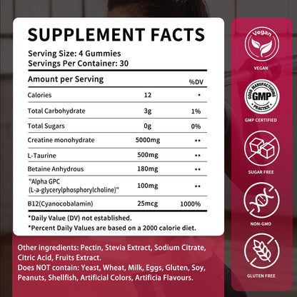OUYIYUA Creatine Monohydrate Gummies 5000mg for Men & Women - Sugar Free Pre-Workout Supplement, Chewables for Muscle Strength, Muscle Builder - Maple Wellness Supplements