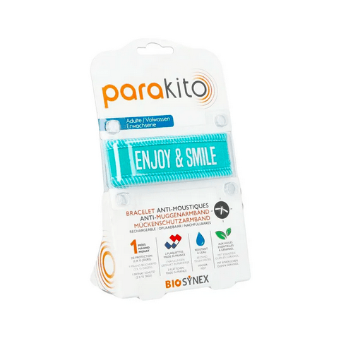 Buy ​Parakito turquoise "Enjoy & smile" rechargeable mosquito repellent bracelet - Vitaza UK Supplements UK