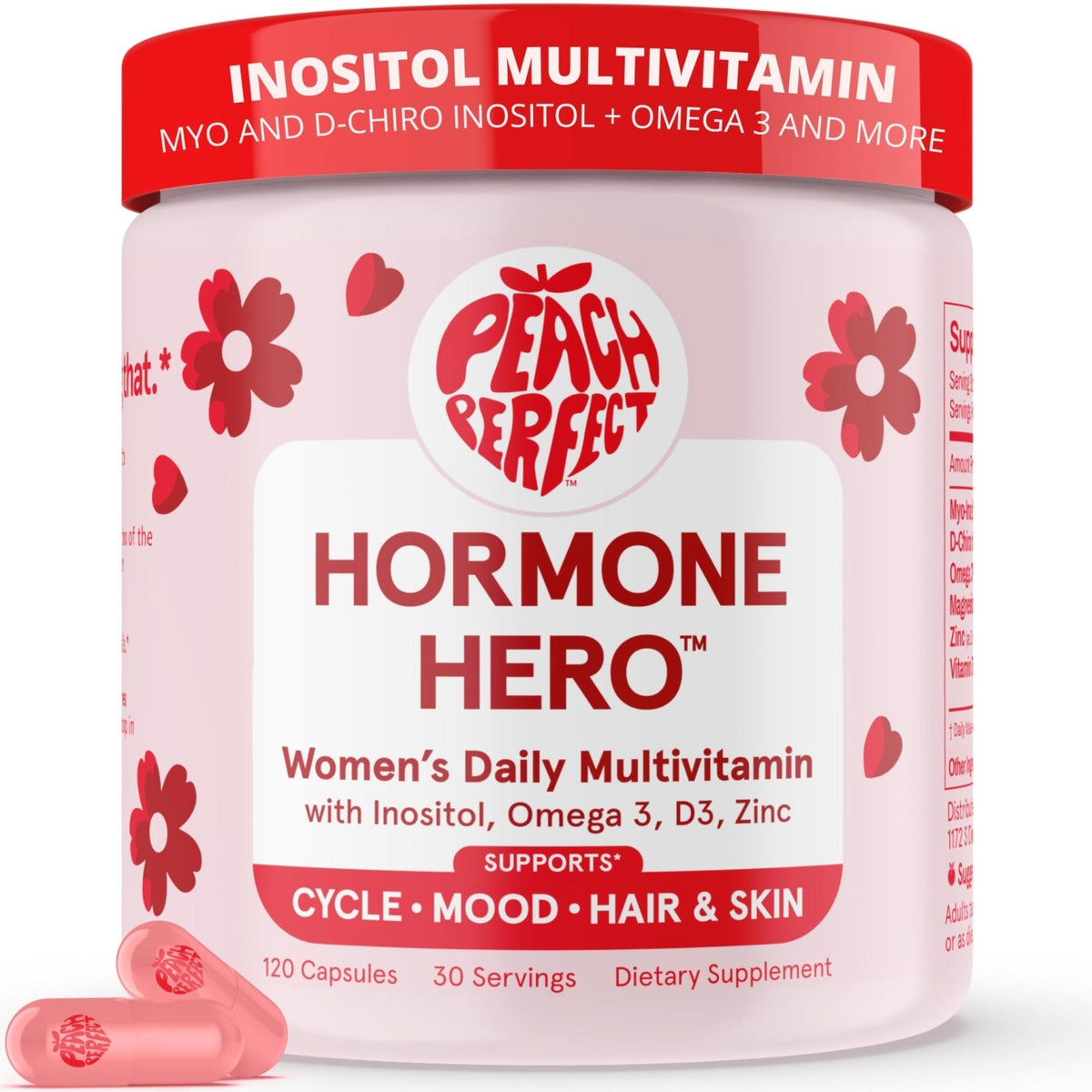 Peach Perfect Inositol Multivitamin – Myo-Inositol & D-Chiro 40:1 Blend, Omega-3, Vitamin D3, Magnesium, Zinc – Supports Women’s Health, Mood, Energy, Supplement – 30 SVG - Maple Wellness Supplements