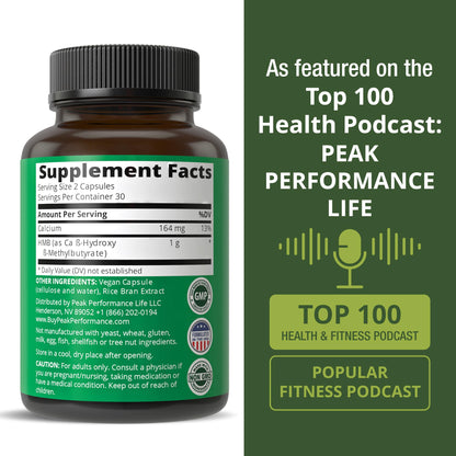 Peak Performance Advanced HMB Supplement for Men & Women. Calcium Beta Hydroxy Beta-Methylbutyrate Capsules. Supplements for Strength, Recovery, & Lean Muscle. 1000mg of Pure HMB Per Serving - Maple Wellness Supplements