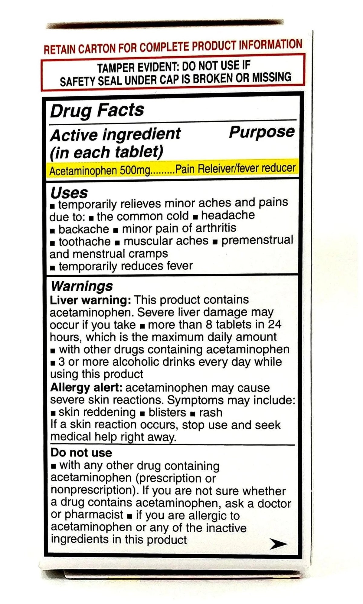 Pharbetol 500mg Extra Strength Tablets 100 Count (Generic Extra Strength) - Maple Wellness Supplements