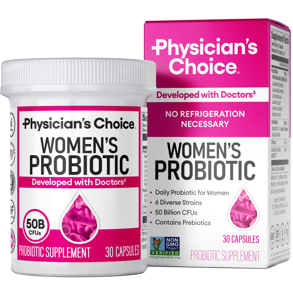 Physician's CHOICE Probiotics for Women - PH Balance, Digestive, UT, & Feminine Health - 50 Billion CFU - 6 Unique Strains for Her - Organic Prebiotics, Cranberry Extract+ - Women Probiotic - 30 CT - Maple Wellness Supplements