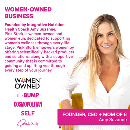 Pink Stork Iron for Women – 18 mg Non-Constipating Iron Bisglycinate + Vitamin C for Optimal Absorption – Energy, Focus, & Oxygen Supply – PMS, Pregnancy, Postpartum & Perimenopause - 60 Capsules - Maple Wellness Supplements