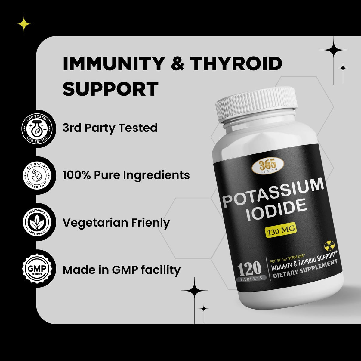 Potassium Iodide130 mg - KI Tablets- Potassium130 mg - USA Made Potassium Iodine Pills YODO Naciente - Maple Wellness Supplements