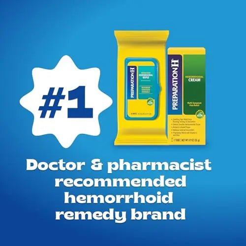 Preparation H Hemorrhoid Flushable Wipes with Witch Hazel for Skin Irritation Relief - 48 Count - Maple Wellness Supplements