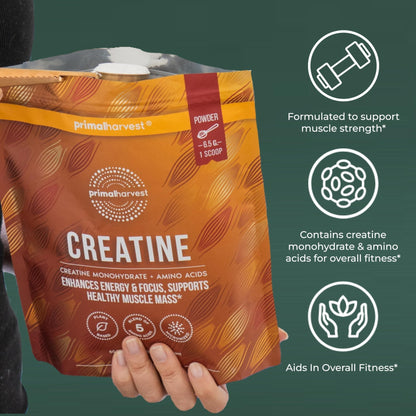 Primal Harvest Creatine Powder Supplement for Men and Women's Fitness, Workouts, and Muscle Growth, to Help Promote Recovery, Strength, Energy, and Endurance (1) - Maple Wellness Supplements