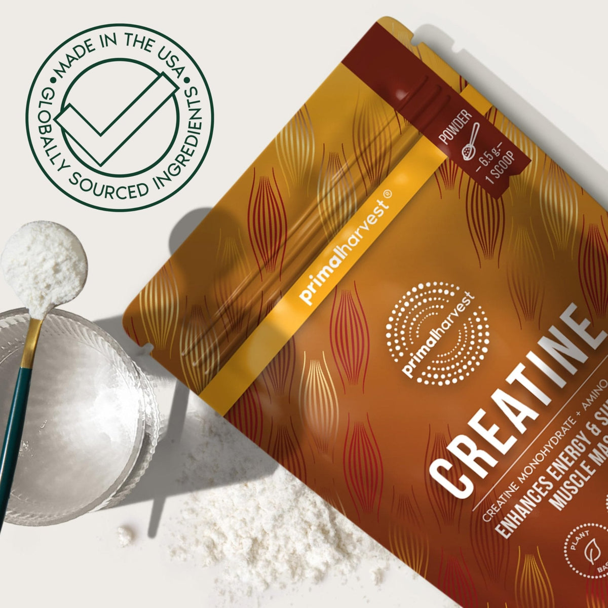 Primal Harvest Creatine Powder Supplement for Men and Women's Fitness, Workouts, and Muscle Growth, to Help Promote Recovery, Strength, Energy, and Endurance (1) - Maple Wellness Supplements