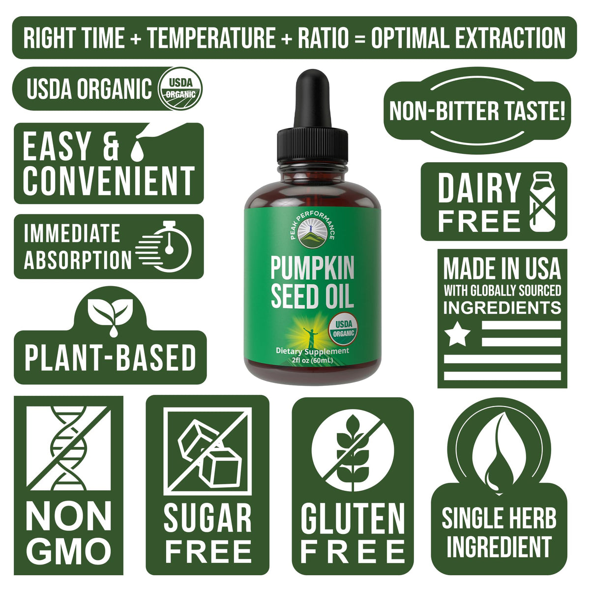 Pumpkin Seed Oil. USDA Organic Vegan Liquid Drops Extract for Women and Men. Supplement for Hair Growth, Skin Health, UT, Prostate Support. Zero Sugar, Gluten Free. Take Orally No Capsules - Maple Wellness Supplements