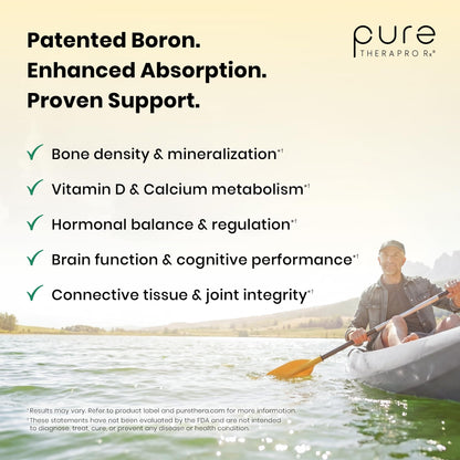Pure TheraPro Rx Bio Boron 10mg, 3 Months Supply - Bororganic Glycine Boron for Men & Women - Premium Formula for Bone Health, Joint Flexibility - Maple Wellness Supplements