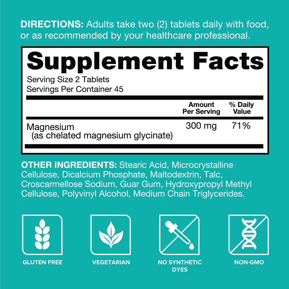 Qunol Magnesium Glycinate 300mg, 100% Glycinate Chelated Magnesium Supplement, 90ct Tablets - Maple Wellness Supplements
