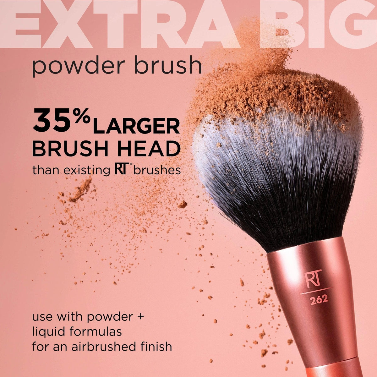 Real Techniques Extra Big Powder Brush, Large Makeup Brush For Powder, Fluffy Head For All-Over Setting, XL Oversized Brush For Quick Application, Cruelty-Free, Synthetic Bristles, 1 Count - Maple Wellness Supplements