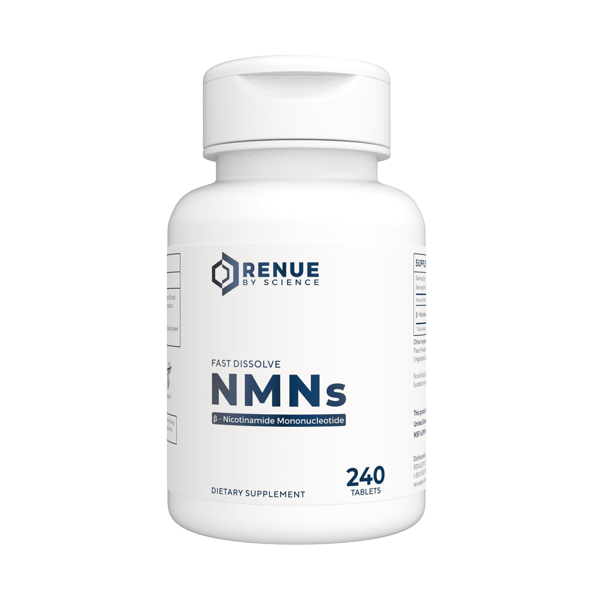 Renue By Science NMN Supplement | 240 Chewable Vegetarian Tablets - 125mg Nicotinamide Mononucleotide per Serving | Lemon Flavour - Manufactured in The USA Third-Party Tested - Maple Wellness Supplements