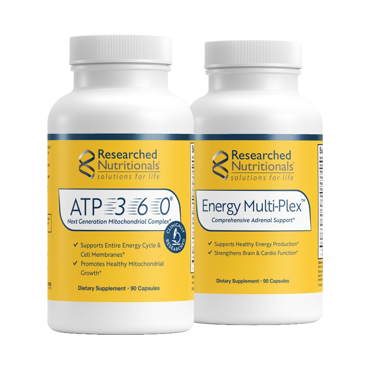Researched Nutritionals Mens & Womens Vitamins - Optimized Energy Duo - Adrenal Support & Mitochondrial Supplements to Promote Optimal Cellular Energy - ATP 360 & Multi-Plex - Maple Wellness Supplements