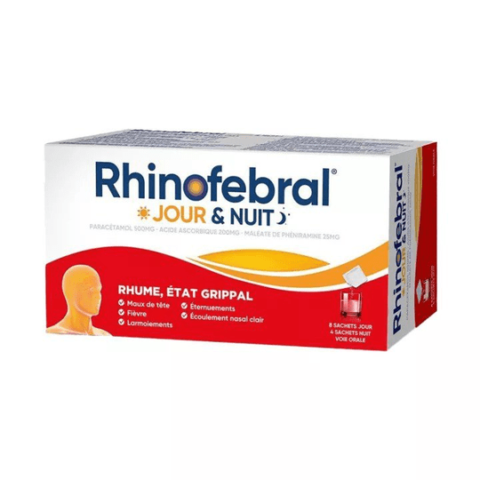 Buy ​Rhinofebral Day & Night Cold Flu Condition 12 sachets - Vitaza UK Supplements UK