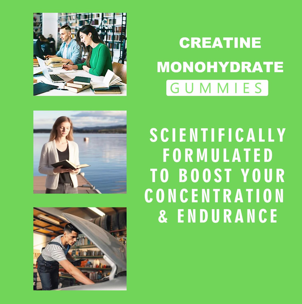 Riyuetian Creatine Monohydrate Gummies, Creatine for Men & Women, Chewable Creatine for Enhancing Focus and Endurance, 5g Creatine per Serving, Sugar-Free, 60 Count - Maple Wellness Supplements