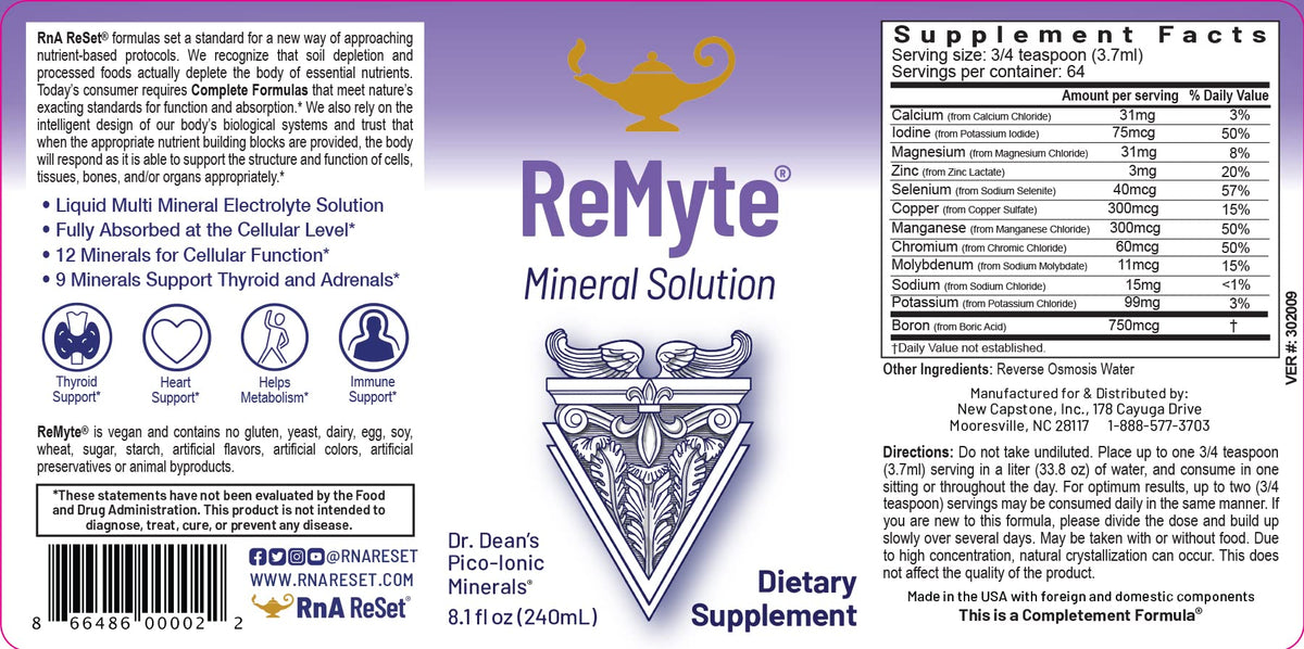 RnA ReSet ReMag & ReMyte – Liquid Magnesium and Multi-Mineral Supplement Bundle, 8.1 Fl Oz Each (2-Pack) NSF Certified - Maple Wellness Supplements