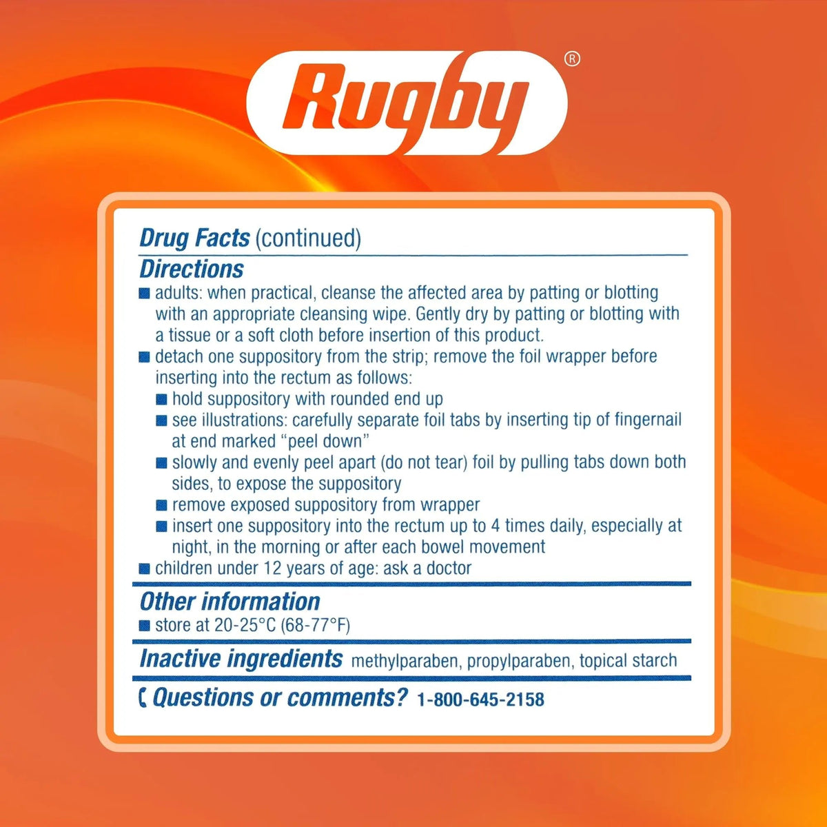 Rugby Hemorrhoidal Suppositories - Soothing and Shrinking Action for Internal Hemorrhoids with Cocoa Butter and Phenylephrine HCl, Easy Open Design - 12 Count - Maple Wellness Supplements