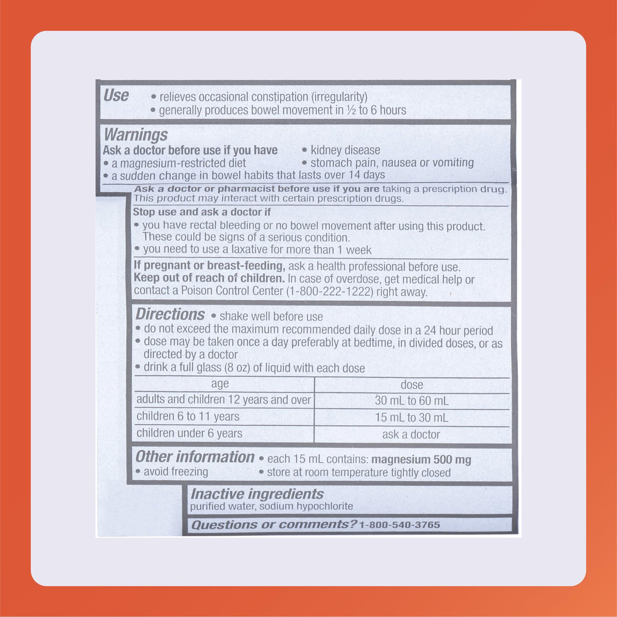 Rugby Milk of Magnesia Magnesium Hydroxide Saline Laxative – Stimulant, Cramp & Sugar-Free - Original Flavor – 12 Fl Oz - Maple Wellness Supplements
