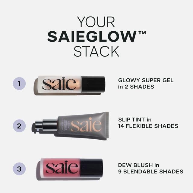 Saie Cheek Flush Duo - Dew Liquid Blush (.40 oz, Poppy), SuperSuede Baked Powder Blush (.01 oz, Stella) - Layerable, Skin-Nourishing Blushes for a Seamless Radiant Finish - Maple Wellness Supplements