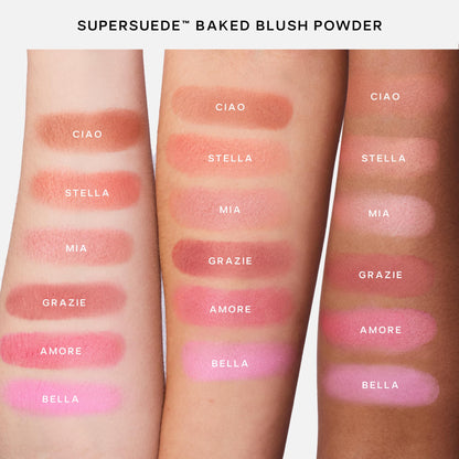 Saie Cheek Flush Duo - Dew Liquid Blush (.40 oz, Poppy), SuperSuede Baked Powder Blush (.01 oz, Stella) - Layerable, Skin-Nourishing Blushes for a Seamless Radiant Finish - Maple Wellness Supplements