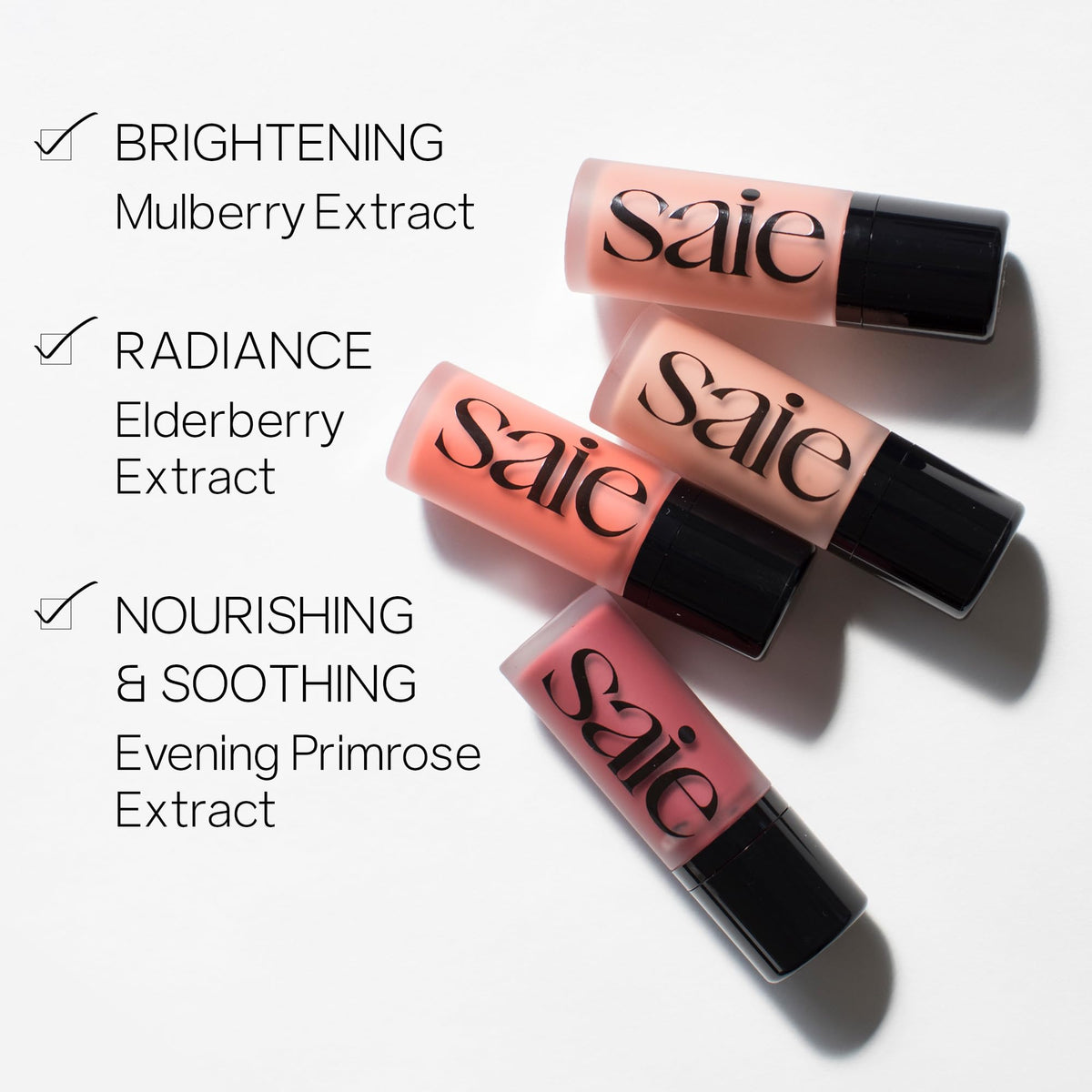 Saie Mini Glowy Super Gel Lightweight llluminator & Makeup Primer - Sunglow (0.5 oz) + Dew Blush - Lightweight Liquid Blush with a Blendable + Buildable Cream Finish - Rosy (.40 oz) - Maple Wellness Supplements