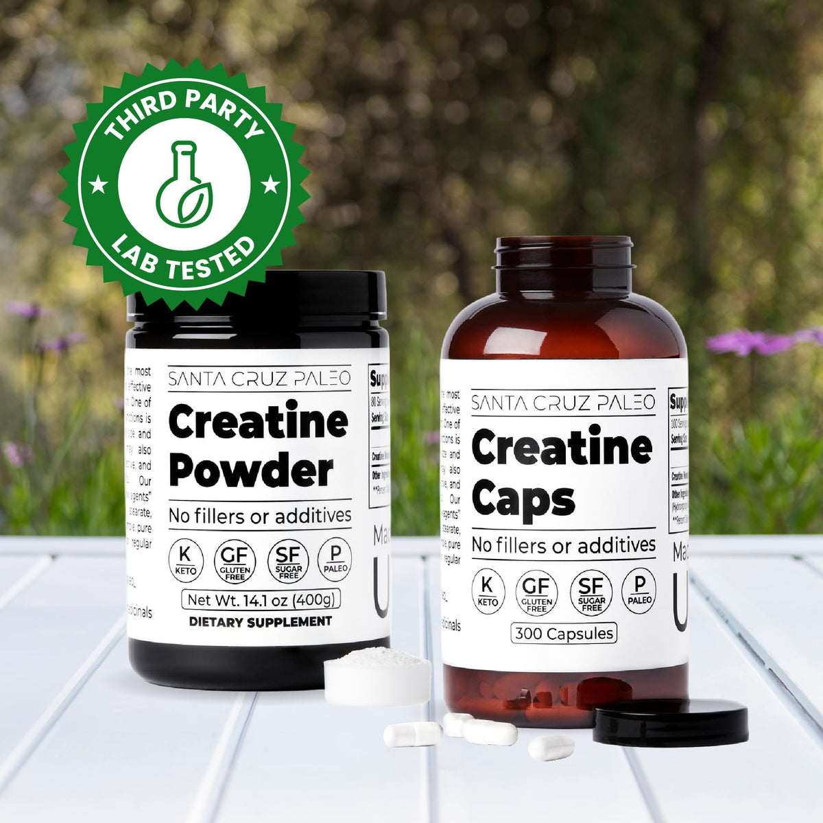 Santa Cruz Paleo Creatine Capsules, Supports Muscle Growth & Energy, Gluten Free, Keto, Sugar Free, Paleo, No Fillers or Additives, Creatine Monohydrate Pills, - Maple Wellness Supplements