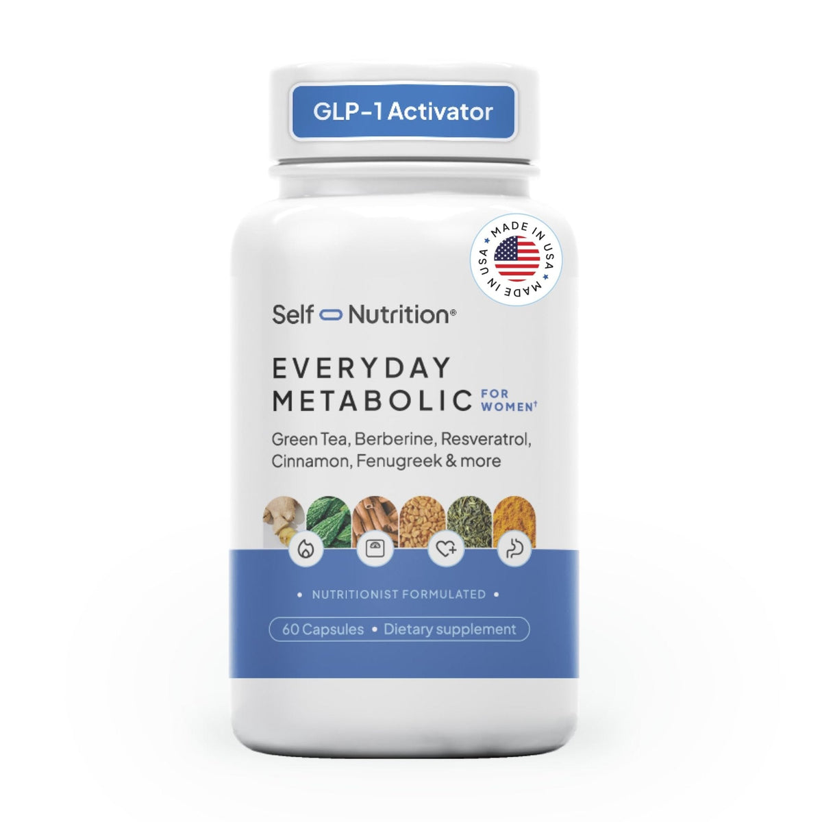 SELF NUTRITION Natural Supplement for Women – Third-Party Tested - Metabolism & Appetite Support with Berberine, Green Tea, Cinnamon & Resveratrol - Maple Wellness Supplements