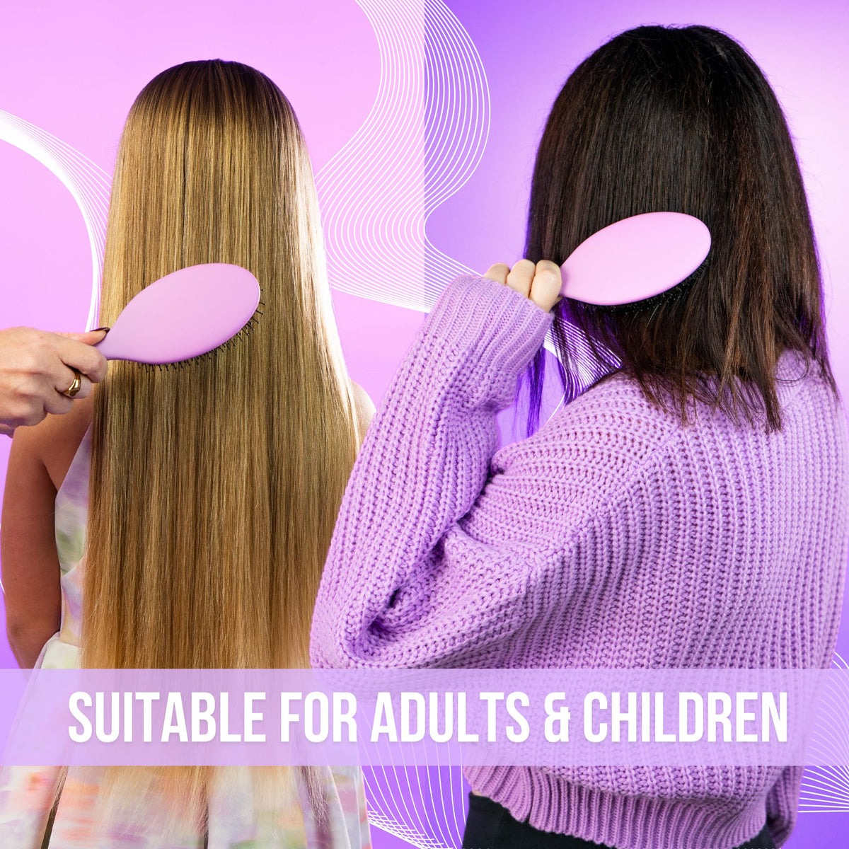 SimplyHair Ultimate Hair Extension Brush & Detangler Anti-Static, Dual Bristle Design, Soft Boar Bristle, Great for All Hair Types & Extensions - Pink & Purple Ombre Brush Ideal for Adults & Kids - Maple Wellness Supplements