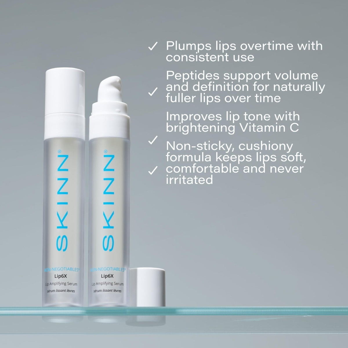 SKINN Lip Amplifying Serum, Lip6X with Peptides - Deep Moisturizing Serum Plumps, Hydrates & Smooths Lips & Boosts Collagen Production - Lip Care Products for Women - Maple Wellness Supplements