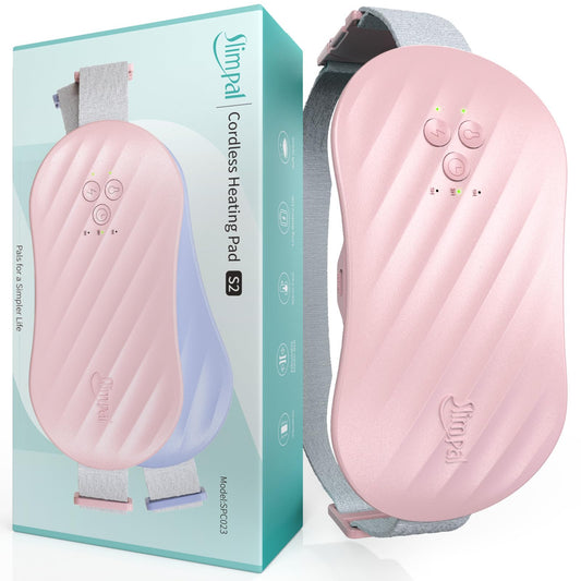 Slimpal AI Portable Heating Pad for Period Cramps, Smart AI Heat Chip, Electric Cordless Heating Belt for Back, Belly, Waist, Stomach, Menstrual Wearable Heating Pad Gifts for Girl Women Her Pink S2 - Maple Wellness Supplements