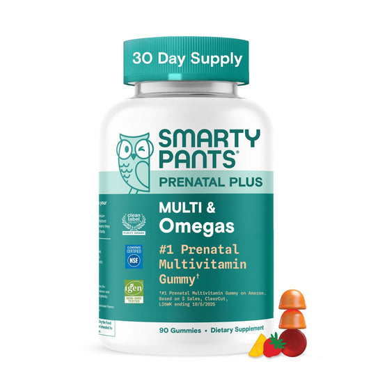 SmartyPants Prenatal Multivitamin Gummies with Omega 3 DHA/EPA, Methylfolate, Biotin, Vitamins D3, C, B12, B6, A, K, and Zinc, Gluten Free, Clean Label - Maple Wellness Supplements