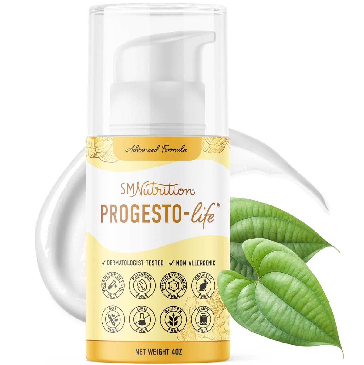 SMNutrition Advanced Progesto-Life Balancing Skin Cream for Women 4oz | Cosmetic Skin Cream | Dermatologist-Tested, Hypoallergenic & Cruelty-Free | 96 Applications - Maple Wellness Supplements