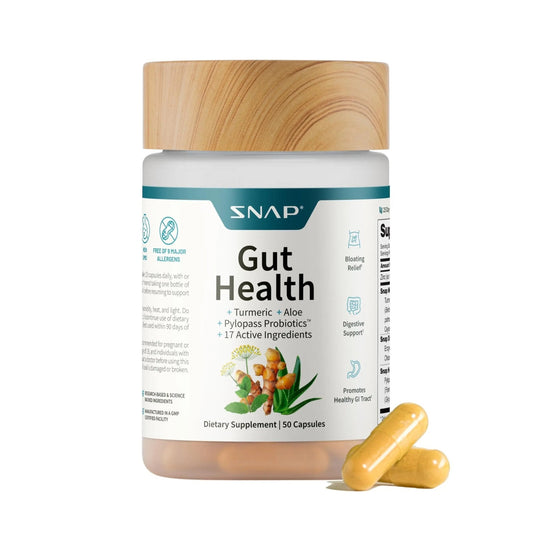 Snap Supplements Gut Health Lipase Supplement with Probiotics for Women & Men, Digestive Enzymes & Prebiotics - Turmeric, Aloe, Pylopass & Zinc, 50 Vegetarian Capsules - Maple Wellness Supplements