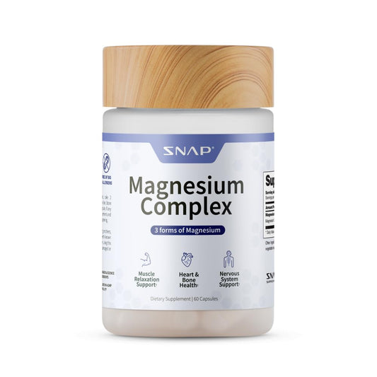 Snap Triple Magnesium Complex for Women & Men for Sleep & Muscle Support – 400mg, 3-in-1 Magnesium Supplement – Bisglycinate, Citrate & Oxide – Chelated for High-Absorption, 60 Vegetarian Capsules - Maple Wellness Supplements