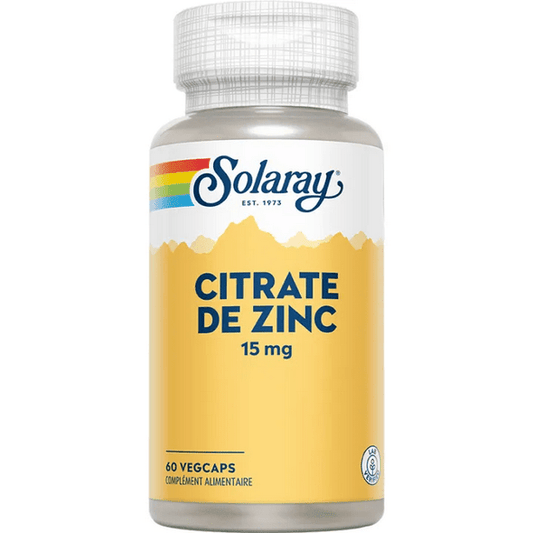 Solaray Zinc Citrate 15 mg 60 capsules - Maple Wellness Supplements