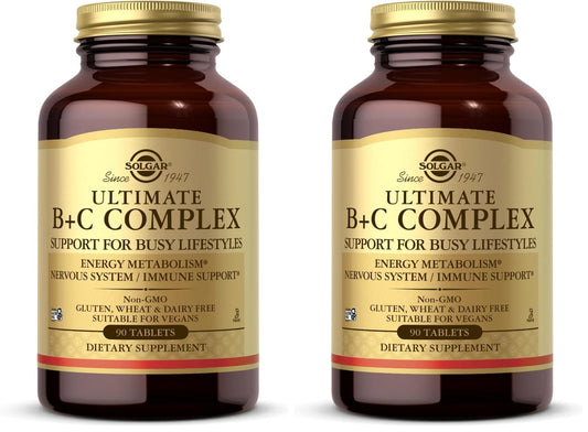 Solgar Ultimate B+C Complex Stress Formula 90 Tablets (Pack of 2) - Maple Wellness Supplements