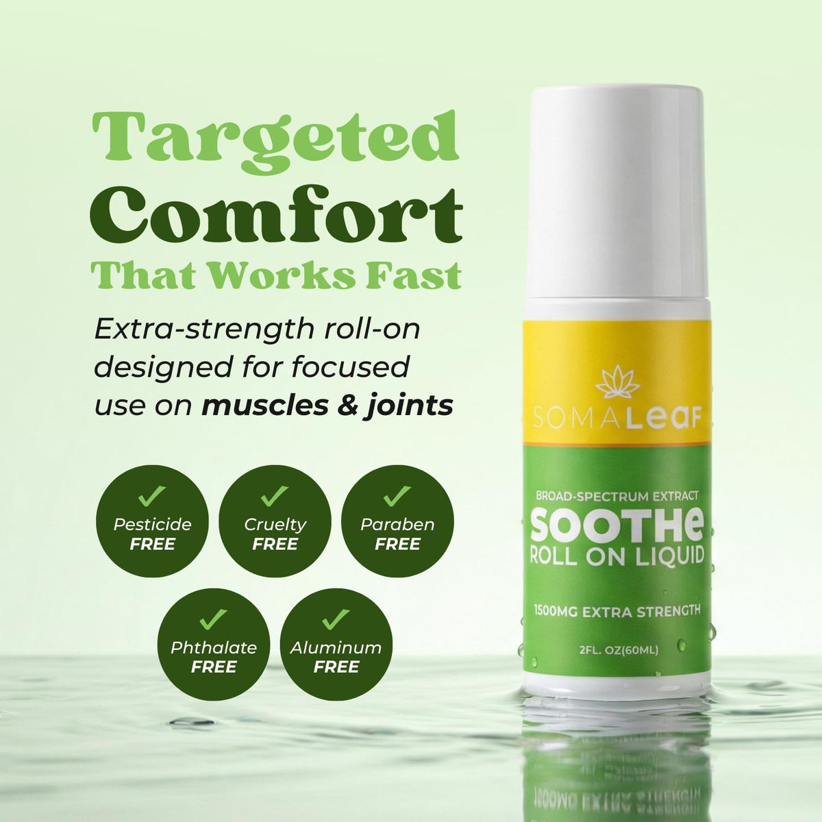 SomaLeaf Soothe Roll-On, 1500 MG, Extra Strength, Natural Comfort for Muscles, Hips, Joints, Neck, Back, Elbows, Fingers, Hands, and Knees - Maple Wellness Supplements