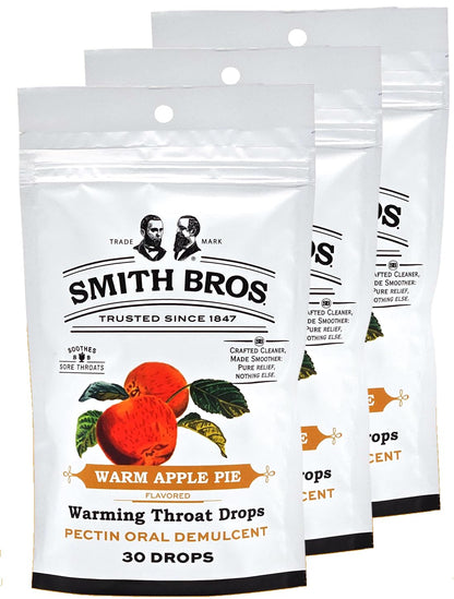 Sore Throat Lozenges with Pectin by Smith Brothers (Warming Apple Pie, 90 Count): Vintage Candy Throat Drops - The Original American Cough Drop - Maple Wellness Supplements