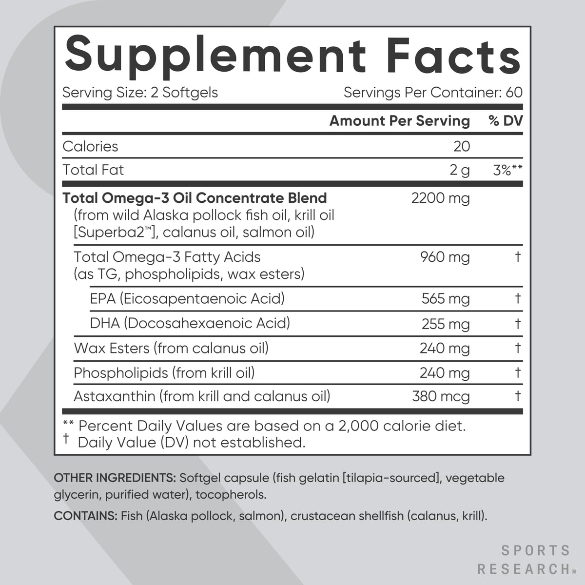 Sports Research® 2-in-1 Pack - Total Omega-3 Fish Oil 2200mg - 960mg of EPA & DHA, and Vitamin D3 5000iu + K2 100mcg - Maple Wellness Supplements