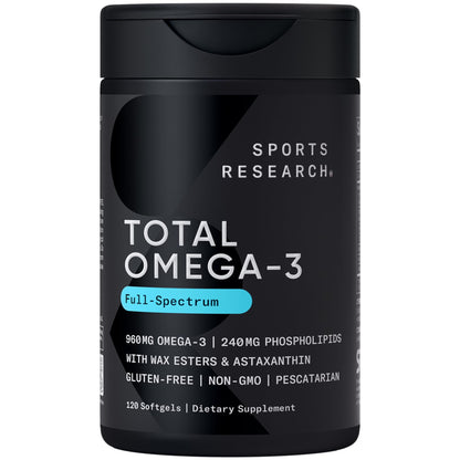 Sports Research® 2-in-1 Pack - Total Omega-3 Fish Oil 2200mg - 960mg of EPA & DHA, and Vitamin D3 5000iu + K2 100mcg - Maple Wellness Supplements