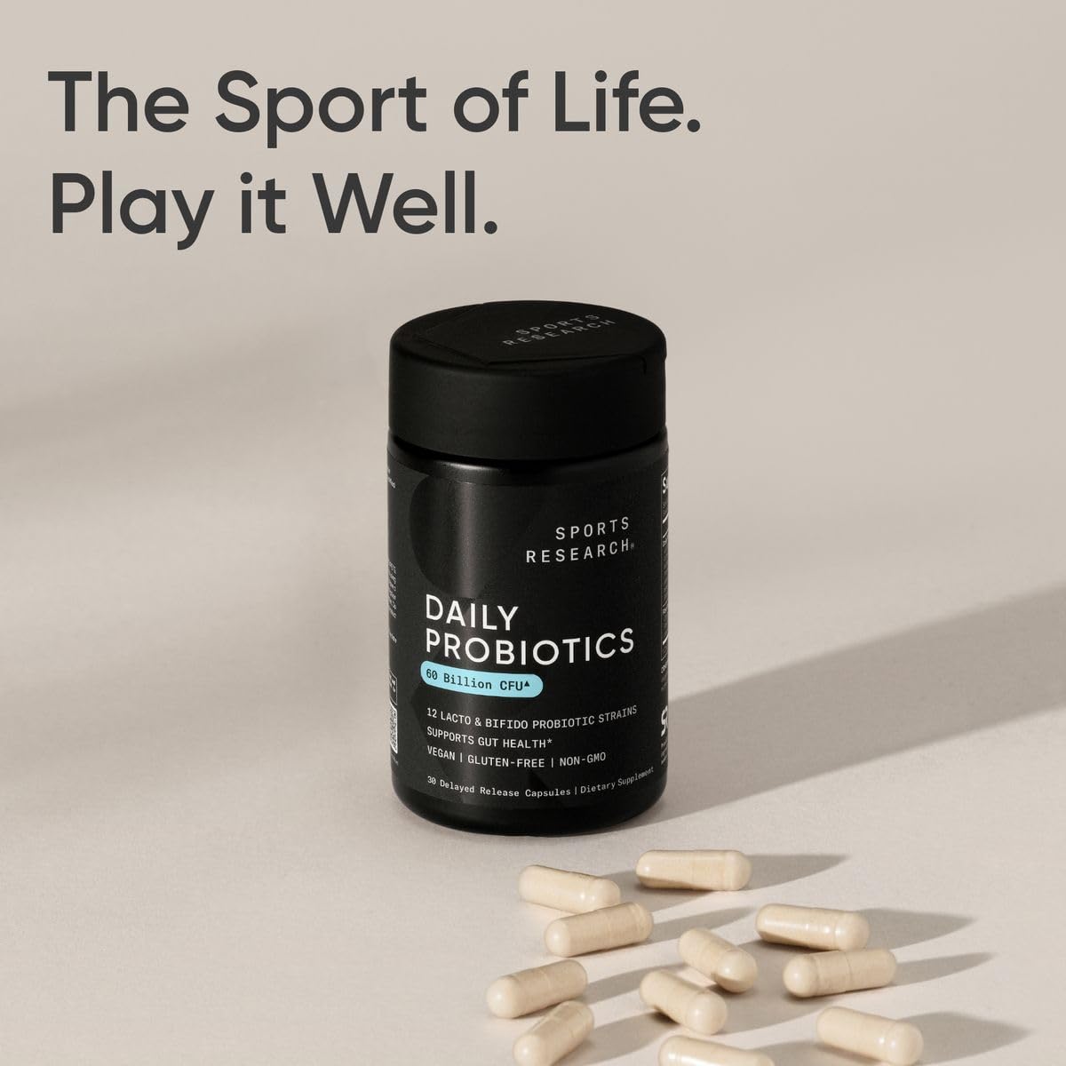 Sports Research Daily Probiotics with Prebiotics, 60 Billion CFU - Vegan Capsules for Gut Health & Digestive Support, Probiotics for Women & Men - Non-GMO Verified & Gluten Free - 30 Count - Maple Wellness Supplements