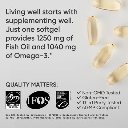 Sports Research® Omega-3 Fish Oil Bundle - Total Omega-3 2200mg (Krill, Salmon & Pollock) + Triple Strength Fish Oil 1250mg - High EPA & DHA Supplement - Maple Wellness Supplements