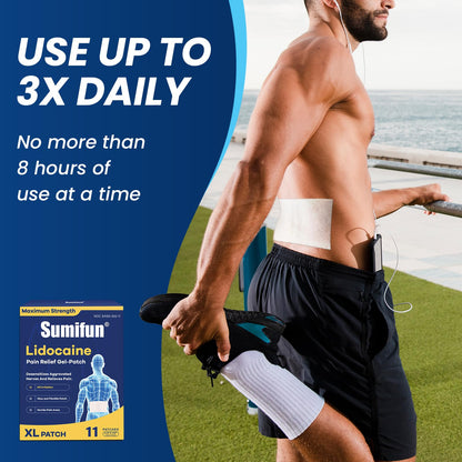 Sumifun 4% Lidocaine XL Pain Patches | Extra Large 4.72"x7.87" for Full Back & Thigh Coverage | Maximum Strength OTC Numbing | 8-Hour Medical Adhesion (X-Large, Count, 18) - Maple Wellness Supplements