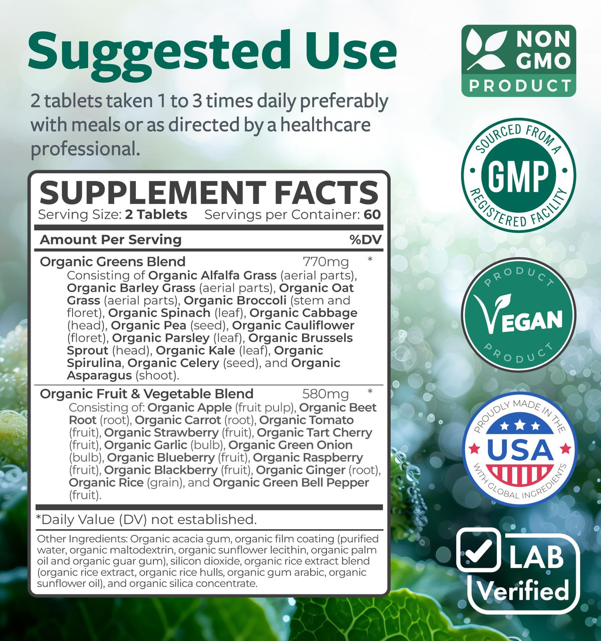Super Greens & Antioxidants (2-Month Supply) Antioxidant Power Greens Bundle of Organic Super Greens Powder - Complete Superfood (120 Capsules) & Super Antioxidants - Powerful Superfood (120 Capsules) - Maple Wellness Supplements