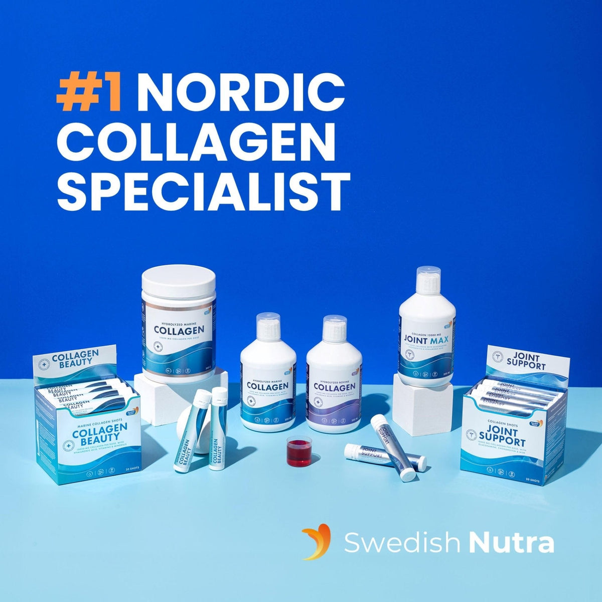 Swedish Nutra 10,000 mg Hydrolyzed Marine Collagen Liquid Supplement - 500 ml, 20 Day Supply | Hyaluronic Acid, Biotin & Vitamin C for Healthy Hair, Skin, Nails & Joints | For Men & Women | Sugar-Free - Maple Wellness Supplements