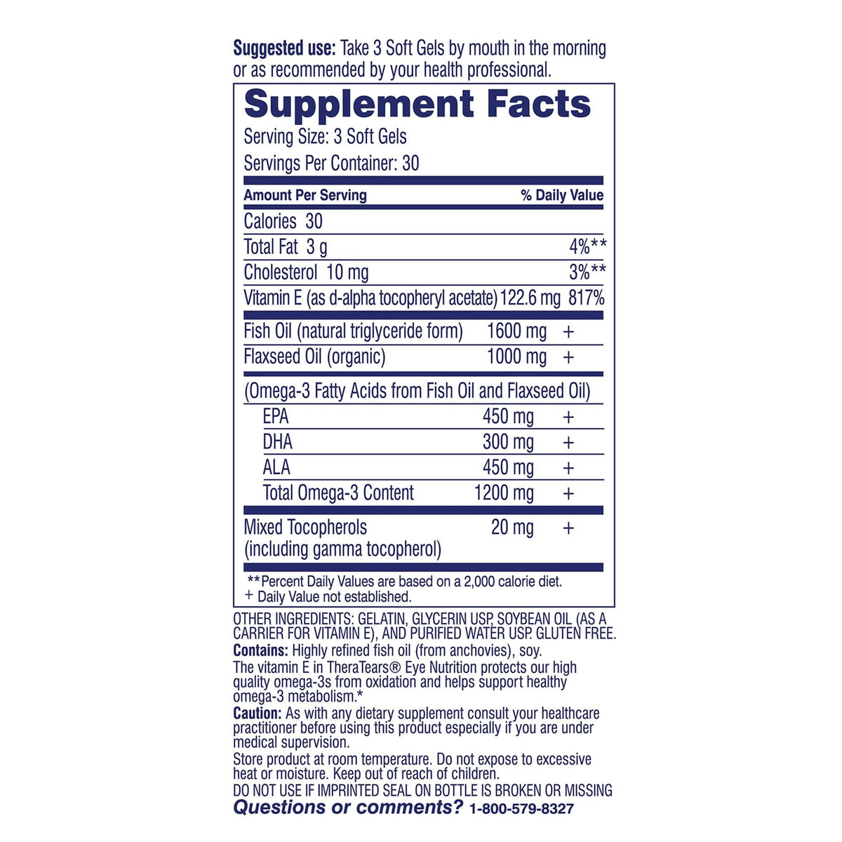 TheraTears Omega 3 Supplement, 1200mg, 90 ct (Pack of 1) - Maple Wellness Supplements