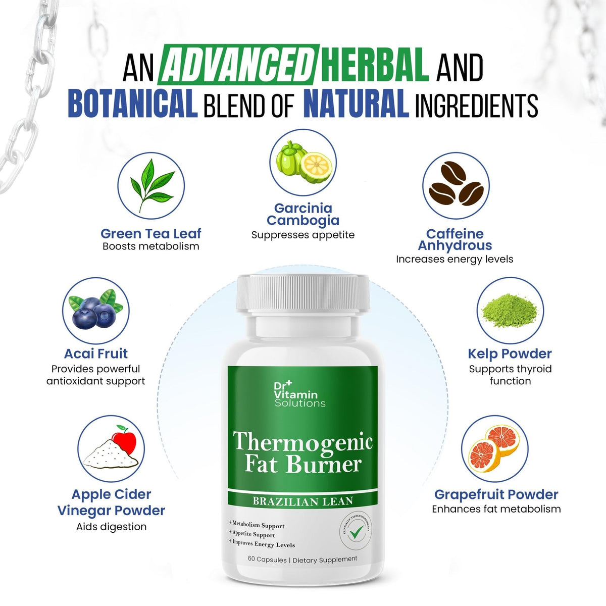 Thermogenic Fat Burner Brazilian Lean, Pills for Women, Waist Trimmer & Supplements for Bloating for Women & Men, 60 Capsules - Maple Wellness Supplements